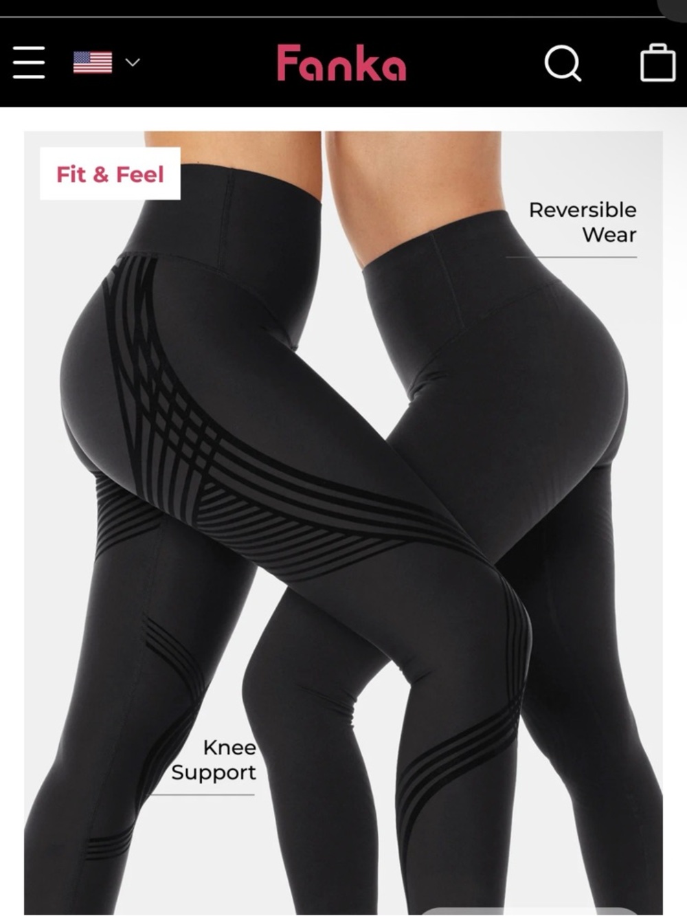 Fanka Women's Black Reversible High-Waist Leggings